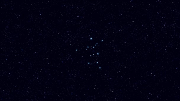 Созвездие Андромеды Постепенно Увеличивающееся Вращающееся Изображение Звездами Контурами Образовательное Видео — стоковое видео