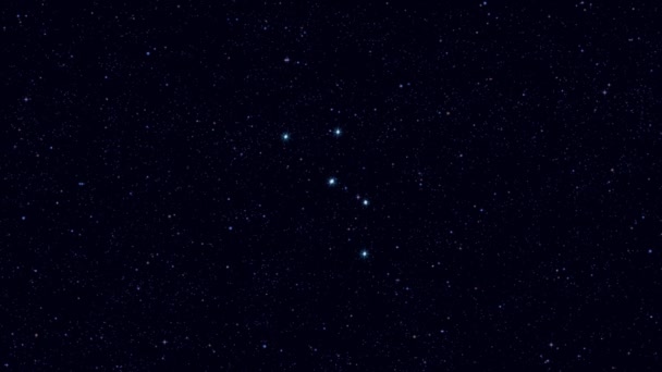 Constellation Cassiopée Zoom Progressif Image Tournante Avec Étoiles Contours Vidéo — Video
