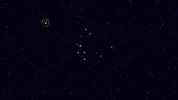 Delphinius Delfín Constelación Acercando Gradualmente Imagen Giratoria Con Estrellas Contornos — Vídeos de Stock