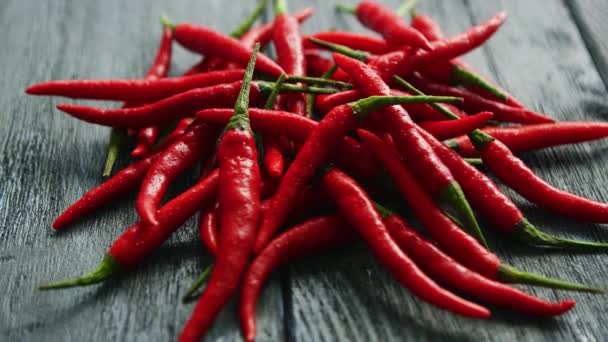 Pile of bright red chili peppers — Stock Video