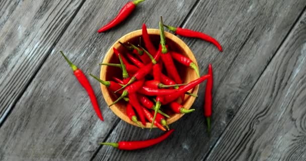 Érett chili paprika tál — Stock videók