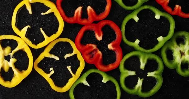 Rodajas coloridas de pimienta — Vídeos de Stock