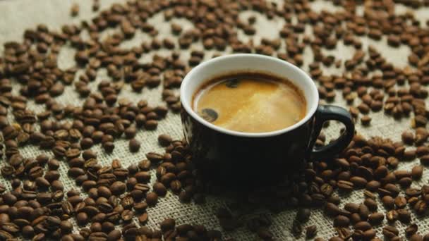 Mugg nybryggt espresso — Stockvideo