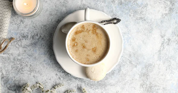 Vista superior de la taza con café — Foto de Stock