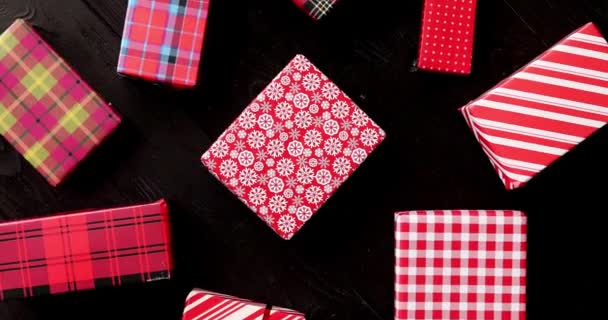 Gifts wrapped in festive paper — Stock Video