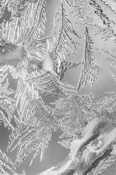 Frostiga Mönster Vinter Fönsterglas — Stockfoto