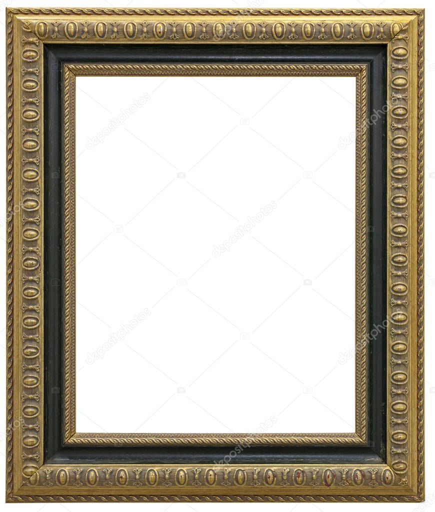 Antique gilt picture frame isolated on white background and clipping path.