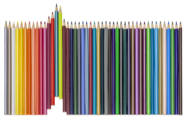 Set Van Veelkleurige Pensils Groeiende Rij Geïsoleerd Wit — Stockfoto