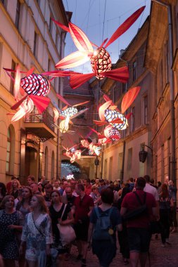 Lublin, Polonya, 6.02.2018: Sanat yükleme kültür gece programının bir parçası olan jaroslaw koziara tarafından