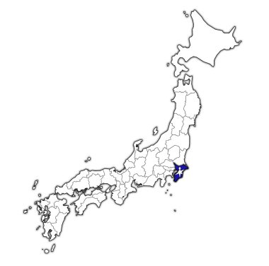 flag of chiba prefecture on map with administrative divisions and borders of japan clipart