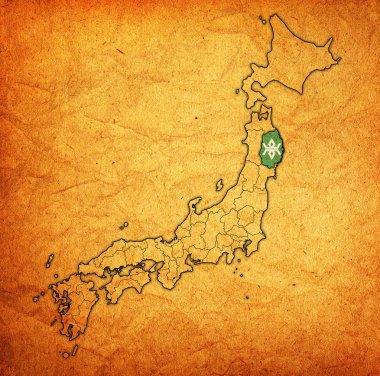 Troms ili idari birimleri ve Japonya sınırları haritada Iwate bayrağı