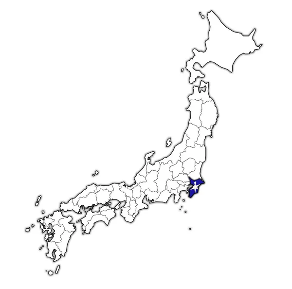 Chiba Prefektúrában Térképen Közigazgatási Körzetek Határok Japán Zászlaja — Stock Fotó