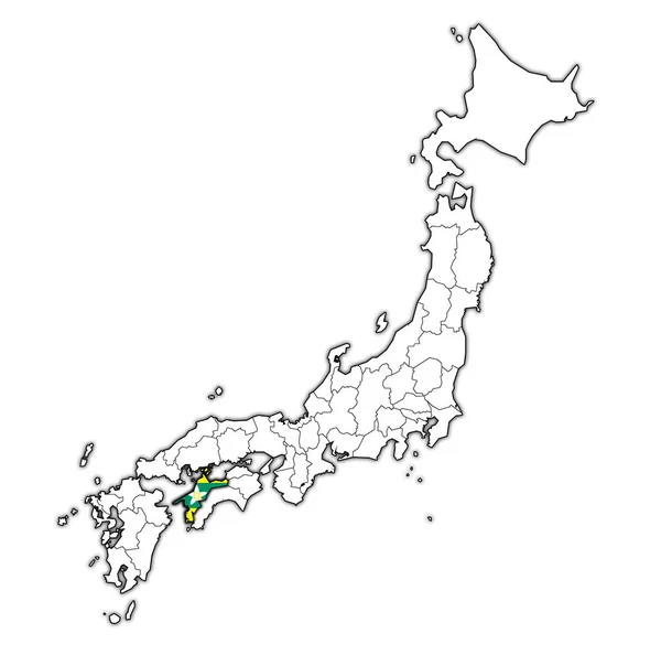 Ehime Prefektúra Térképen Közigazgatási Körzetek Határok Japán Zászlaja — Stock Fotó