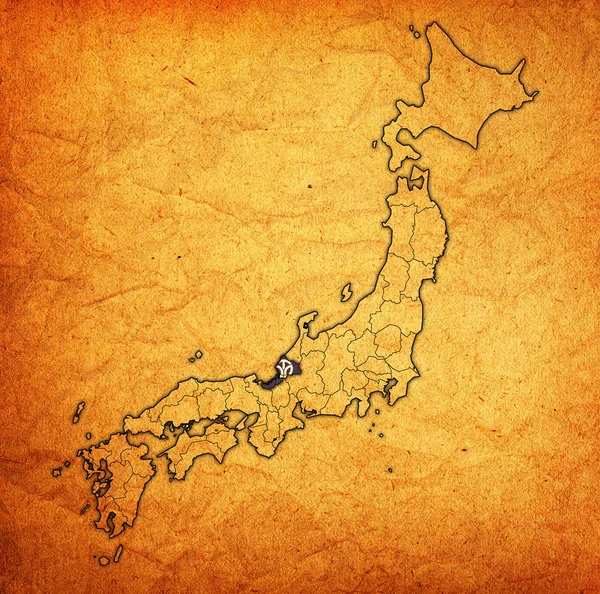 管理部門と日本の国内地図福井県の旗 — ストック写真