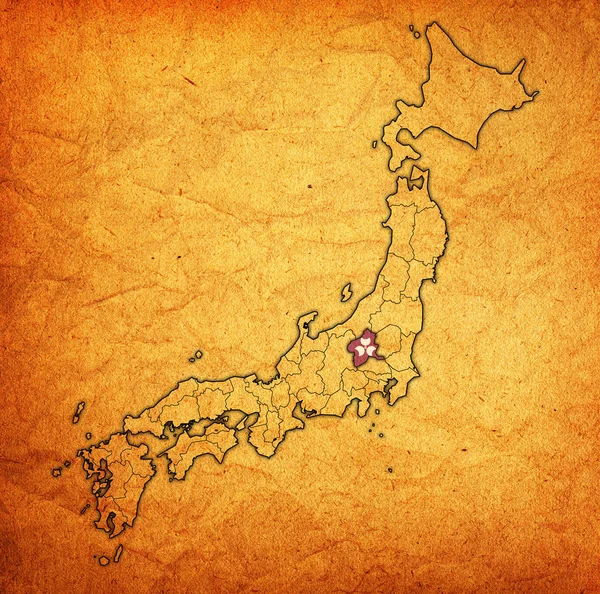 Gunma Ili Idari Birimleri Japonya Sınırları Haritada Bayrağı — Stok fotoğraf