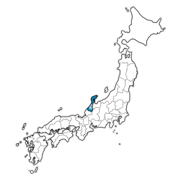 管理部門と日本の国内地図トロムス県県の石川県旗 — ストック写真