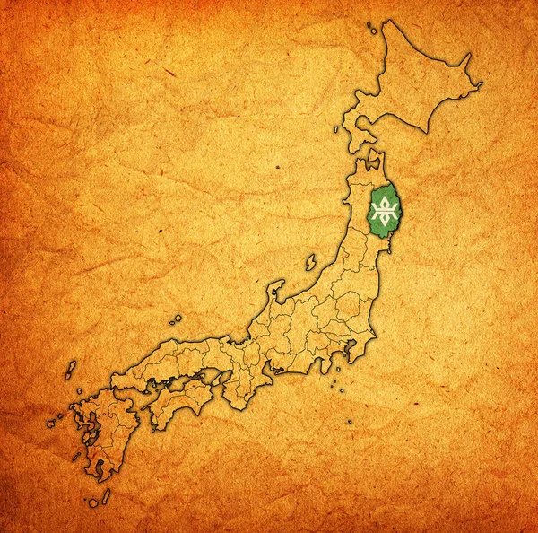 管理部門と日本の国内地図トロムス県県の岩手県旗 — ストック写真