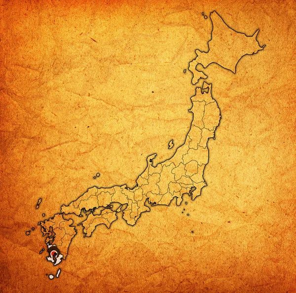 トロムス県県行政区分と日本の国境を持つマップの鹿児島県旗 — ストック写真