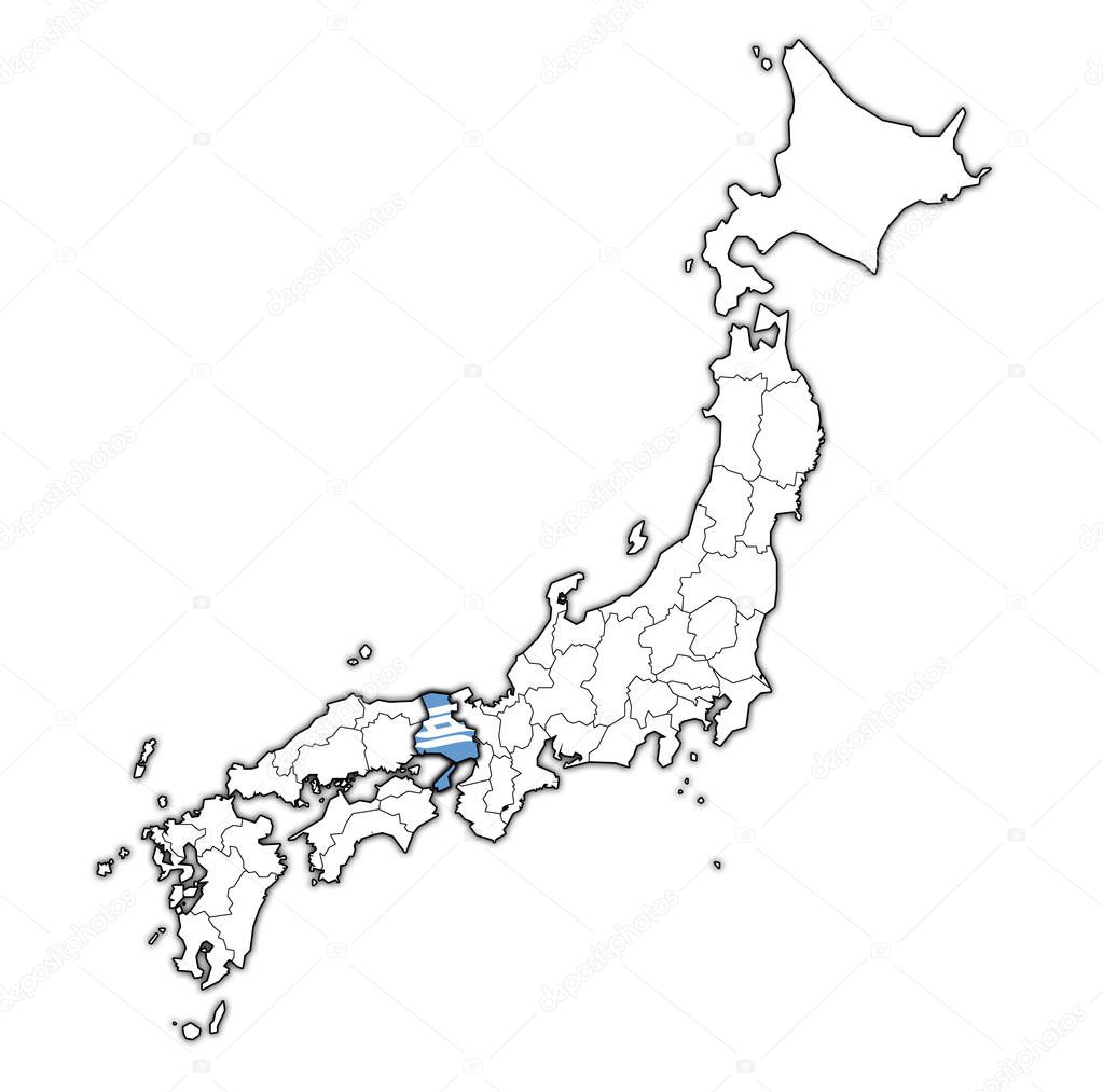 hyogo flag of Troms prefecture on map with administrative divisions and borders of japan