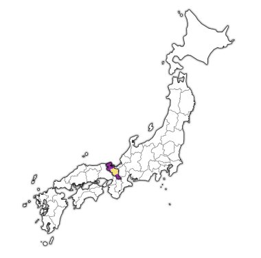 Kyoto Troms ili idari birimleri ve Japonya sınırları haritada bayrağı