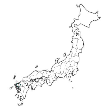 destan ili idari birimleri ve Japonya sınırları haritada bayrağı