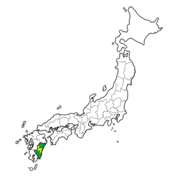 Miyazaki Bandeira Província Troms Mapa Com Divisões Administrativas Fronteiras Japão — Fotografia de Stock