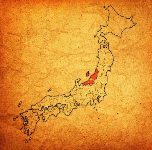 Прапор Префектури Ніїгата Карті Адміністративними Поділами Кордонами Японії — стокове фото