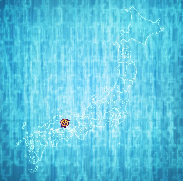冈山旗在地图上与日本的行政区划和边界 — 图库照片