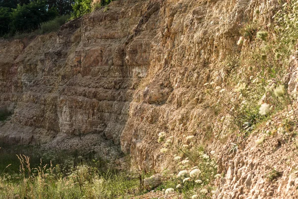Részletes Geológiai Levágást Belül Régi Flinstone Kőbánya — Stock Fotó