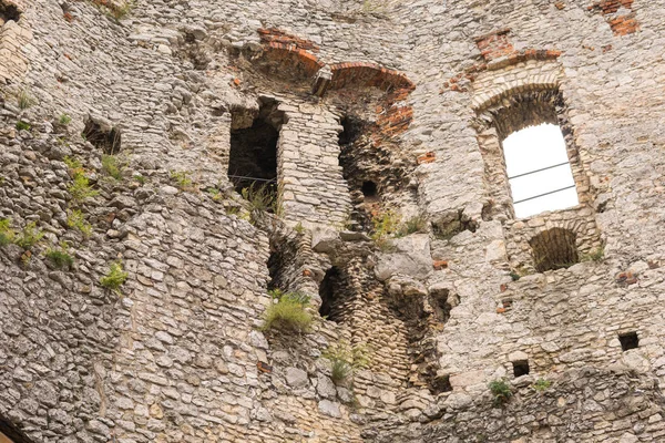 August 2018 Ogrodzieniec Poland Detail Der Mauern Der Mittelalterlichen Burg — Stockfoto