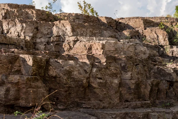 Részletes Geológiai Rétegek Zachelmie Kőbánya Belül Holly Határokon Mountains Lengyelország — Stock Fotó