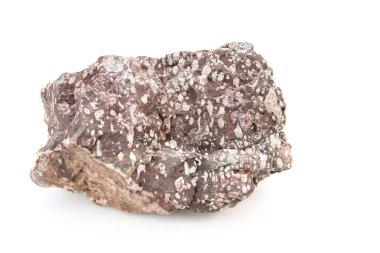 Melaphyre volkanik kaya beyaz detayında izole