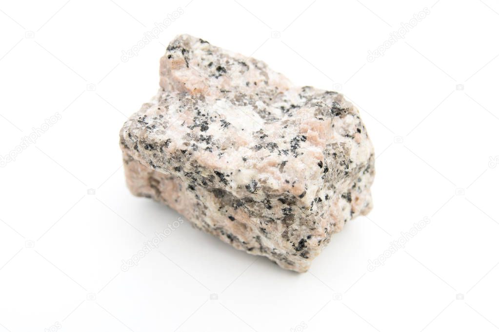 close up of granite rock isolated over white background