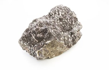 Melaphyre volkanik kaya beyaz detayında izole