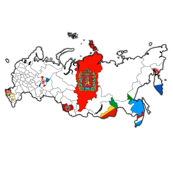 Emblemas Krais Mapa Com Divisões Administrativas Fronteiras Rússia — Fotografia de Stock