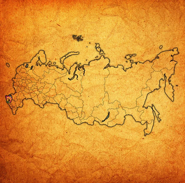 在地图上的克拉斯诺达尔克雷的标志与行政区划和俄罗斯的边界 — 图库照片