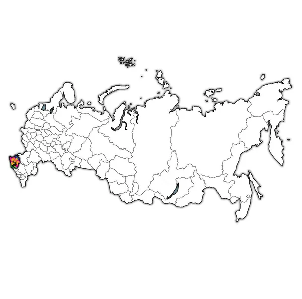 クラスノダール地方行政区分とロシアの国境でマップ上の紋章 — ストック写真