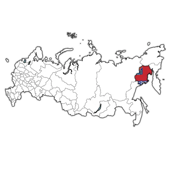 Emblema Del Óblast Magadán Mapa Con Divisiones Administrativas Fronteras Rusia —  Fotos de Stock