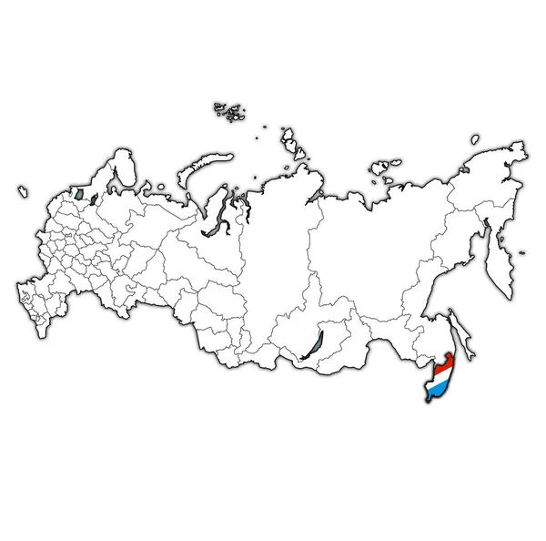 Emblema Primorsky Krai Mapa Con Divisiones Administrativas Fronteras Rusia — Foto de Stock