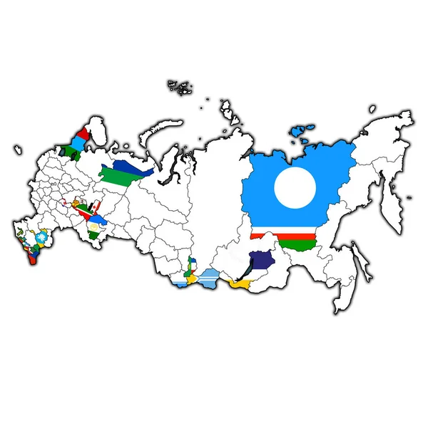 Emblemas Repúblicas Mapa Con Divisiones Administrativas Fronteras Rusia —  Fotos de Stock