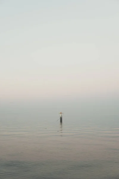 Melancholic Seascape Single Buoy Calm Sea Sunset — Stock Photo, Image