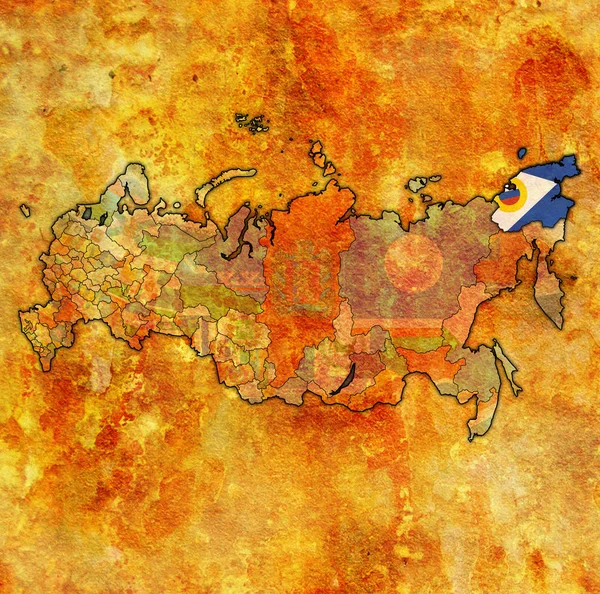 Emblema Chukotka Mapa Com Divisões Administrativas Bordas Rússia — Fotografia de Stock