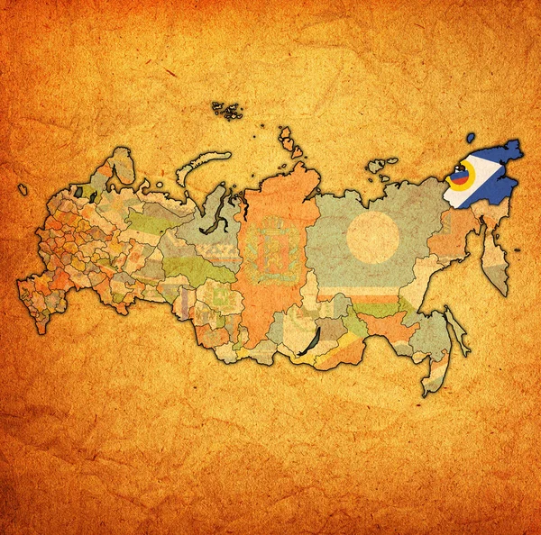 Έμβλημα Του Chukotka Χάρτη Διοικητικές Διαιρέσεις Και Σύνορα Της Ρωσίας — Φωτογραφία Αρχείου