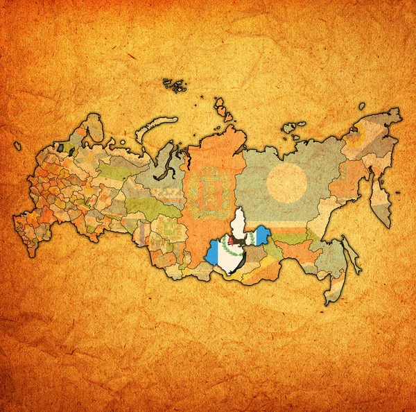 Emblema Del Óblast Irkutsk Mapa Con Divisiones Administrativas Fronteras Rusia — Foto de Stock