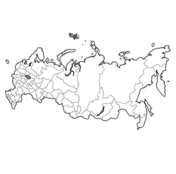 伊万诺沃州的标志与行政区划和俄罗斯的边界地图 — 图库照片