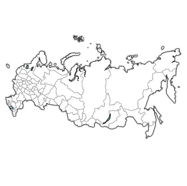 러시아의 부서와 국경지도에 카바르디노 발카리아의 — 스톡 사진