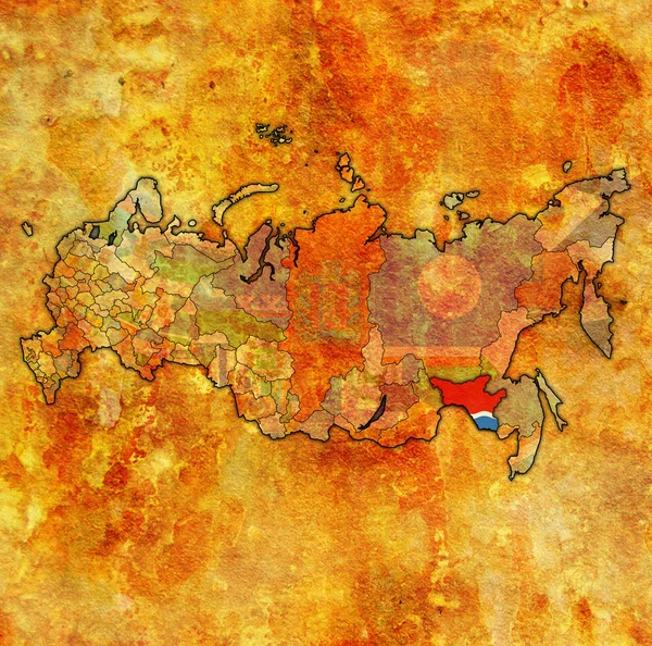 阿穆尔州的标志在地图上与行政区划和俄罗斯的边界 — 图库照片