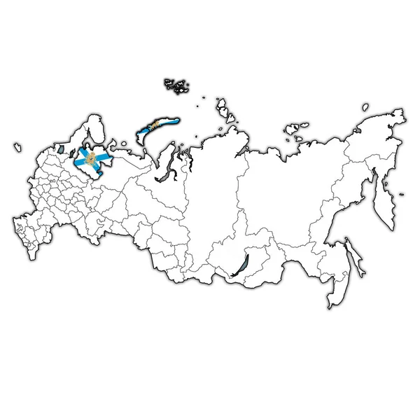 Emblema Del Óblast Arkhangelsk Mapa Con Divisiones Administrativas Fronteras Rusia —  Fotos de Stock