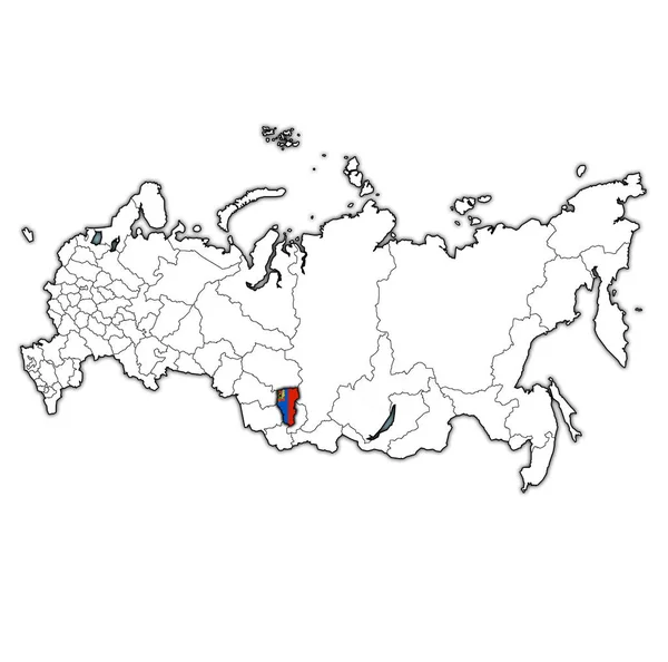 Emblema Della Regione Kemerovo Sulla Mappa Con Divisioni Amministrative Confini — Foto Stock