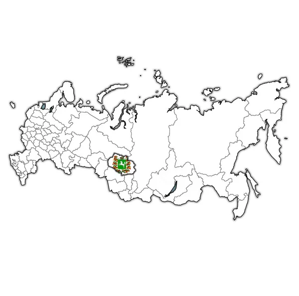 Emblema Del Óblast Tomsk Mapa Con Divisiones Administrativas Fronteras Rusia —  Fotos de Stock